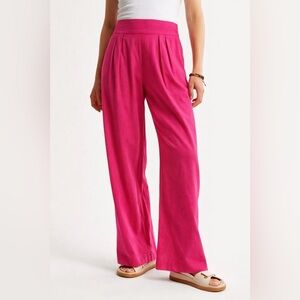 Abercrombie & Fitch Pink Wide Leg Linen Pants High Rise XS Tall Long